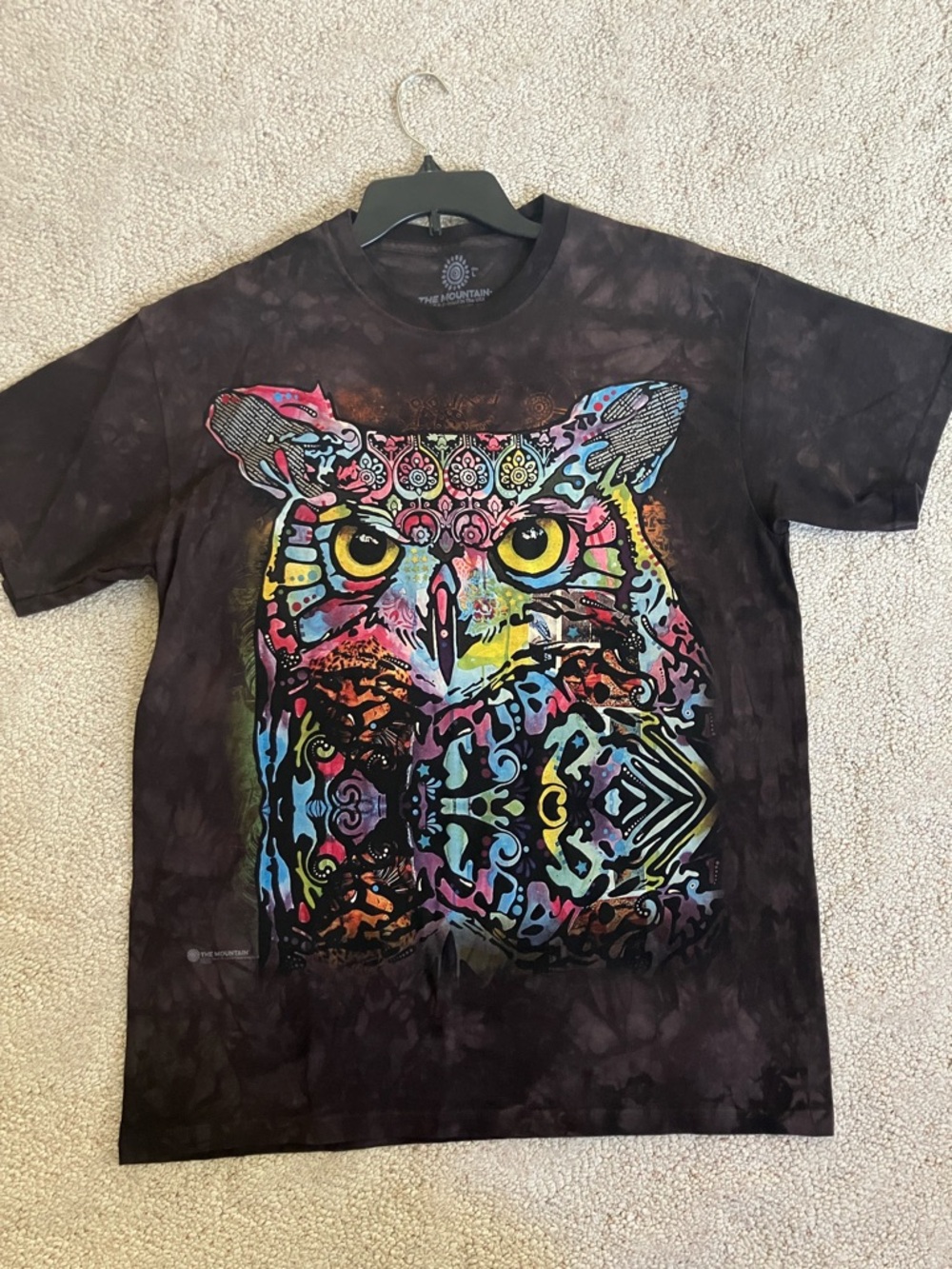 The Mountain Brown Tie-Dye Owl Multicolor Graphic Tee L
